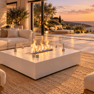 Nova Steel Square Bioethanol Fire Pit Table