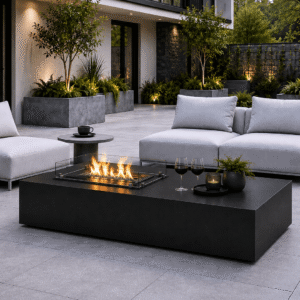 Element 1200 Fireplace Table - Steel Rectangle Bio-Ethanol Fireplace Table
