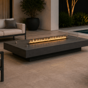AERO 1600 Steel Long Rectangle Bioethanol Fire Pit Table